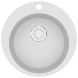 vidaXL Chiuvetă de bucătărie din granit, alb, un bazin, rotund