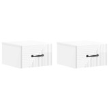 vidaXL Dulap de noapte suspendat cu sertar 2 pcs Alb foarte lucios 898604