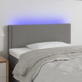 VidaXL Tăblie de pat cu LED, gri &icirc;nchis, 100x5x78/88 cm, textil