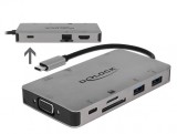 Docking Station USB-C la HDMI 4K / VGA / USB 3.1 / SD / LAN / PD 3.0, Delock 87735