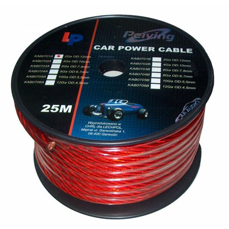Cablu putere cupru 6GA (7.8mm/13.29mm2) 25m rosu