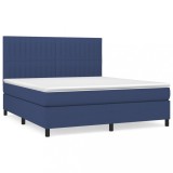 Cumpara ieftin Pat continental cu saltea, albastru, 160x200cm, material textil