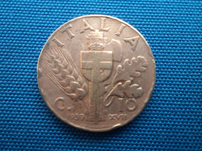 10 CENTESIME 1939 -ITALIA (VARIANTA 1 CULOARE ARAMIE )