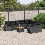 Gossi set canapele de gradina cu perne, 10 piese, negru, poliratan