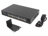 Switch Ethernet LANBERG 1U Gigabit PoE RJ45 x26 IEC C14 rack 19 negru 250m