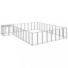 vidaXL Padoc pentru c&acirc;ini, negru, 25,41 m&sup2;, oțel