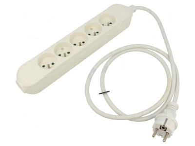 Prelungitor alimentare 5 prize PVC alb 1,5m 16A foto