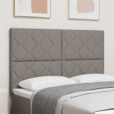 Tăblie cap cu lumini cu bandă LED Gri taupe 144 cm țesătură