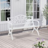 Banca gradina Utav 127x53x79 cm otel alb [casa.pro] HausGarden Leisure