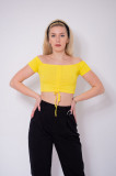 Top cropped elastic galben Pull&amp;Bear, XL