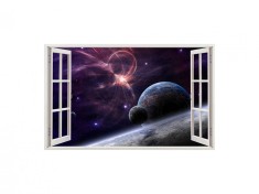 Autocolant decorativ, Fereastra, Planete, Multicolor, 83 cm, 170ST foto