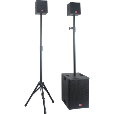 Set boxe profesionale active BST, 560W RMS, subwoofer si 2 sateliti, stative foto