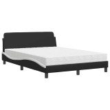 Cumpara ieftin Pat cu saltea, Dover, negru si alb, 140x190 cm, piele ecologica
