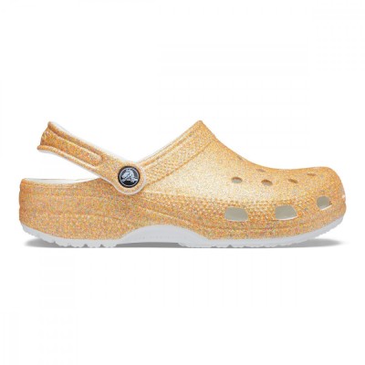Saboți Crocs Classic Glitter Clog Portocaliu - Orange Sorbet foto