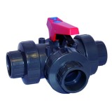 Robinet sferic 3 căi PVC-U 50mm PN10 pentru conducte profesionale și siguranță la presiune