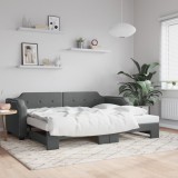 Cumpara ieftin Pat de zi cu extensie, gri &icirc;nchis, 80x200 cm, textil