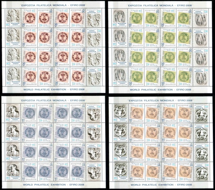 Romania 2006, LP 1735, EFIRO 2008, minicoli de 16 cu vignete si tete-beche, MNH!