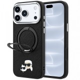 Husa MagSafe pentru Apple iPhone 18 Pro / 17 Pro, Karl Lagerfeld, Ring Stand 360 Karl &amp; Choupette Pin, Neagra