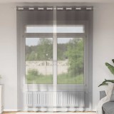 Perdele Voile Gri Inchis 140x300 cm, vidaXL, 2 buc, Ocheti, Poliester, Semitransparente