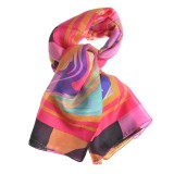 Esarfa matase multicolora cu imprimeu abstract 100 x 100 cm