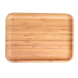 Platou Pufo din lemn de bambus pentru servire alimente, aperitive, dulciuri, pizza, 30 x 20 cm, maro