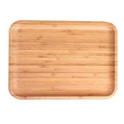 Platou Pufo din lemn de bambus pentru servire alimente, aperitive, dulciuri, pizza, 30 x 20 cm, maro foto