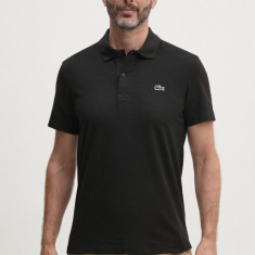 Lacoste tricou polo barbati, culoarea negru, neted, DH5522