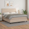 vidaXL Pat box spring cu saltea, cappuccino, 160x200cm piele ecologică 3142736