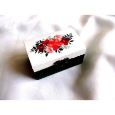 cutie de lemn cu flori rosii 38719