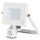 Reflector LED SMD V-tac, 30 W, 2400 lumeni, 4000 K, IP44, senzor de miscare, IP65, Alb, Vtac