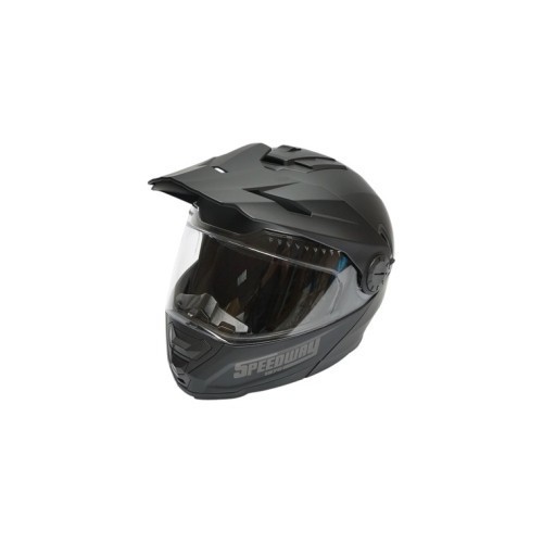 Casca motocross integrala, negru mat cu viziera transparenta si ochelari de soare marimea XL, model LION FAVLine Selection