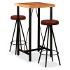 VidaXL Set mobilier bar 3 piese lemn masiv de acacia &amp; piele naturală 275127