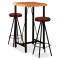 vidaXL Set mobilier bar 3 piese lemn masiv de acacia &amp; piele naturală 275127