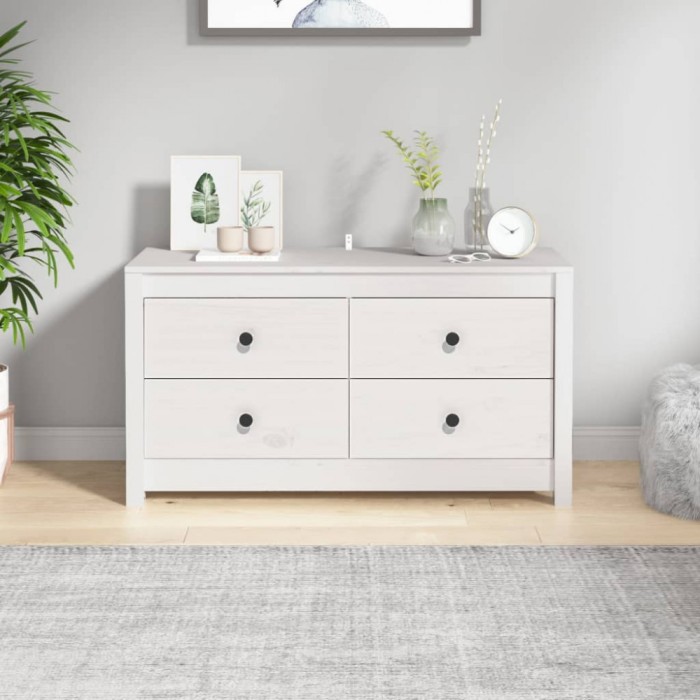 Gossi dulap lateral, alb, 100x40x54 cm, lemn masiv de pin