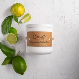 Lumanare parfumata handmade din ceara naturala de soia 100%, aroma Bergamota siciliana si lime, Recipient ceramic, 150 g