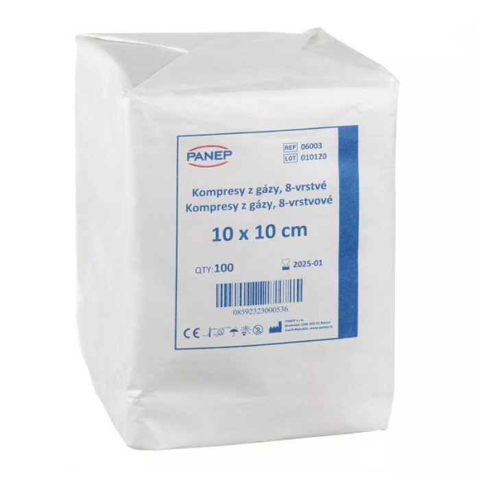 Comprese din tifon, 8 straturi, 10x10 cm, nesterile