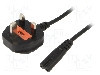 Cablu alimentare AC, 1.8m, 2 fire, culoare negru, BS 1363 (G) mufa, IEC C7 mama, SUNNY - C7G18