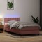 vidaXL Pat box spring cu saltea, roz, 80x220 cm, catifea 3317294