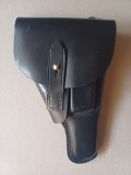 NI76 Toc german din piele neagră pentru pistol Walther