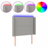 Cumpara ieftin Tablie de pat cu LED, gri deschis, 93x16x118/128 cm, textil