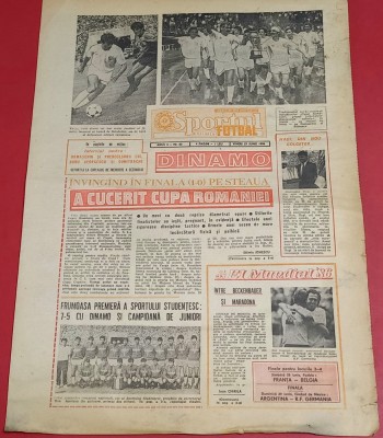 Ziar Sportul Supliment Fotbal 27.06.1986 DINAMO-STEAUA(Finala Cupei ROMANIEI) foto