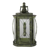 Cumpara ieftin Felinar fier verde sticla 29x19x52 cm