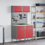 vidaXL Set de dulapuri de lucru cu sertar cu raft Manual 6 pcs Roșu 3321419