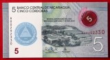 Nicaragua 5 Cordobas 2020 Comemorativa Polimer UNC necirculata **