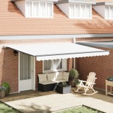 VidaXL Umbrelă retractabilă albă Manual Alb 450 &times; 350 cm țesătură