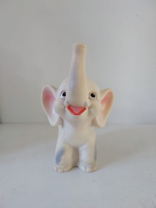 Elefant Elefantel Aradeanca, Jucarie romaneasca veche 19 cm, anii 60-70