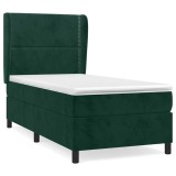 Cumpara ieftin Pat box spring cu saltea, verde inchis, 100x200 cm, catifea
