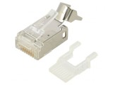 Mufă RJ45 Ecranată Cat 6a Aurită cu Ghidaj pentru Fire