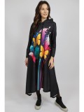 ROCHIE MAXI CU MANECA LUNGA ASIMETRICA FLUTURE VALLO TALIE UNICA Multicolora