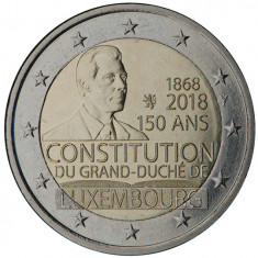 Luxemburg 2 Euro 2018 - (150 de ani Constitutie) B11, KM-151 UNC !!!